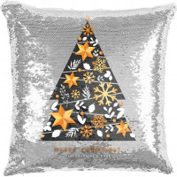 Flitrový povlak na polštář CHRISTMAS Stromeček 40x40 cm - stříbrný/zlatý