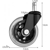 Gumové kolečko ke kancelářské židli 75mm - 5 kusů