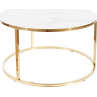 Konferenční stolek SABINE - efekt bílého mramoru/zlatý