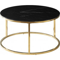 Konferenční stolek SABINE - efekt černého mramoru/zlatý