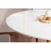 Kulatý stůl ESPERO - bílý mramor/zlatý