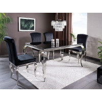 Luxusní jídelní židle PRINCE VELVET - chrom/černá