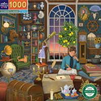 EEBOO Čtvercové puzzle Knihovna alchymisty 1000 dílků