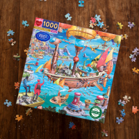 EEBOO Čtvercové puzzle Steampunková vzducholoď 1000 dílků