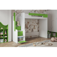 Dětská vyvýšená postel s psacím stolem a skříní DORIAN - 200x90 cm - zelená