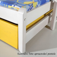 Dětská postel z masivu borovice ALDA se šuplíky - 200x90 cm - bílá/dub sonoma