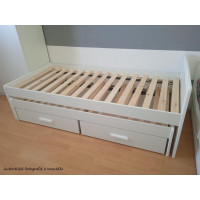 Dětská postel z masivu borovice TIESTO s přistýlkou a šuplíky - 200x90 cm - šedo-bílá