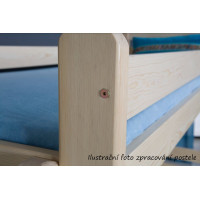 Dětská patrová postel z masivu borovice DOMINIK III s přistýlkou a šuplíky - 200x90 cm - přírodní borovice