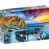 ENJOY Puzzle Přístav Manarola při západu slunce, Cinque Terre, Itálie 1000 dílků