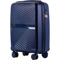 Moderní cestovní kufr DIMPLE - vel. S - tmavě modrý - TSA zámek
