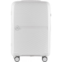 Moderní cestovní kufr DIMPLE - vel. M - porcelánově bílý - TSA zámek