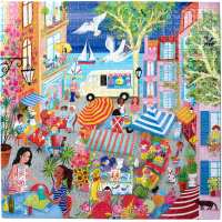 EEBOO Čtvercové puzzle Francouzské trhy 1000 dílků
