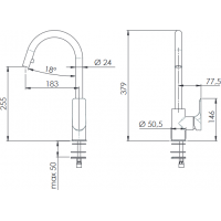 Dřezová baterie ARNO 8437 s výsuvnou sprchou - bílá matná