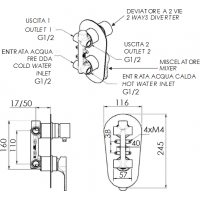 Sprchová podomítková baterie PIRA 92 - 2 výstupy - chrom