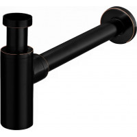 Umyvadlový mosazný sifon s click/clack zátkou - univerzální - černá s patinou