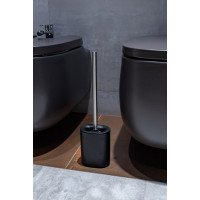 WC štětka (na wc rimless) - černá/stříbrná - kov/plast