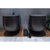 WC štětka (na wc rimless) - černá/stříbrná - kov/plast