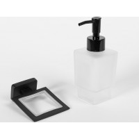 Závěsný dávkovač mýdla REA OSTE 06 s pumpičkou - kov/sklo - černý