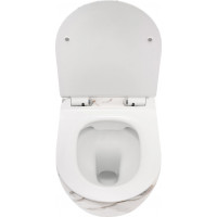 Závěsné WC Rea CARLOS RIMLESS - dekor Lava lesklý + Duroplast sedátko slim