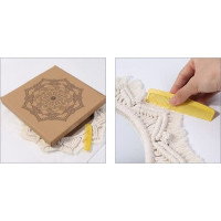 Kulaté zrcadlo s tkaným rámem BOHO shuriken 50 cm - bílé