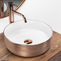 Keramické umyvadlo Rea SAMI - broušené rose gold/bílé