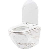 Závěsné WC Rea CARLOS RIMLESS - dekor Lava lesklý + Duroplast sedátko slim