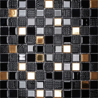 Keramická mozaika CUBE 30x30 cm - černá/zlatá mix