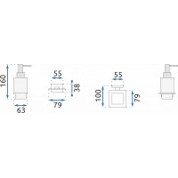 Závěsný dávkovač mýdla REA OSTE 06 s pumpičkou - kov/sklo - černý