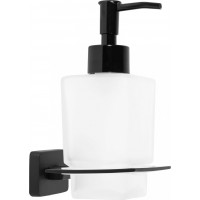 Závěsný dávkovač mýdla REA OSTE 06 s pumpičkou - kov/sklo - černý