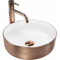 Keramické umyvadlo Rea SAMI - broušené rose gold/bílé