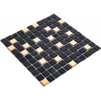 Keramická mozaika CUBE 30x30 cm - černá/zlatá mix