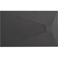 Sprchová SMC vanička REA MAGNUM 80x100 cm - imitace kamene - černá