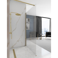 Koupelnová pevná zástěna Rea AERO 100 cm - broušená zlatá - intimo sklo