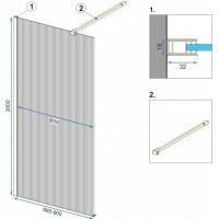 Koupelnová pevná zástěna Rea AERO 90 cm - černá matná - intimo sklo