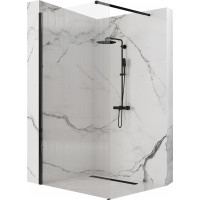 Koupelnová pevná zástěna Rea AERO 100 cm - černá matná - intimo sklo