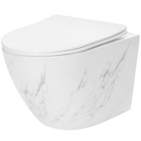 Závěsné WC Rea CARLOS RIMLESS NATURE MARBLE - imitace mramoru + Duroplast sedátko flat