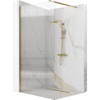 Koupelnová pevná zástěna Rea AERO 90 cm - broušená zlatá - intimo sklo