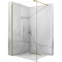 Koupelnová pevná zástěna Rea AERO 100 cm - broušená zlatá - čiré sklo