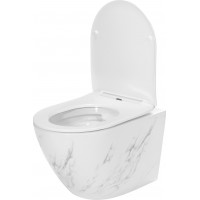 Závěsné WC Rea CARLOS RIMLESS NATURE MARBLE - imitace mramoru + Duroplast sedátko flat