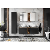 Koupelnová závěsná skříňka SANTANO BLACK 60 cm - se zrcadlem