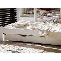 Dětská patrová postel z masivu borovice EMIL s přistýlkou a šuplíky - 200x90 cm - přírodní