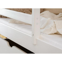 Dětská patrová postel z masivu borovice NINA se šuplíky 200x90 cm - bílá