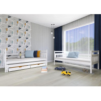 Dětská patrová postel z masivu borovice SEVERUS s přistýlkou a šuplíky - 200x90 cm - přírodní