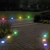 Zahradní LED RGB solární lampa do země 12x13 cm - stříbrná