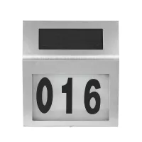 LED solární lampa s číslem domu - stříbrná