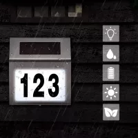 LED solární lampa s číslem domu - stříbrná