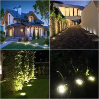 Zahradní kulatá LED solární lampa do země 12 cm - stříbrná