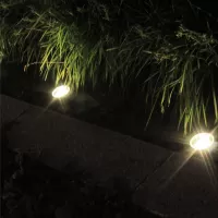 Zahradní kulatá LED solární lampa do země 12 cm - stříbrná