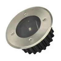 Zahradní kulatá LED solární lampa do země 8,5 cm - stříbrná