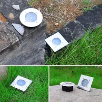 Zahradní kulatá LED solární lampa do země 8,5 cm - stříbrná